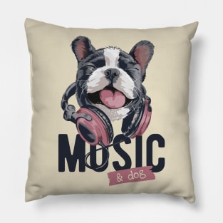 Music & dog Pillow