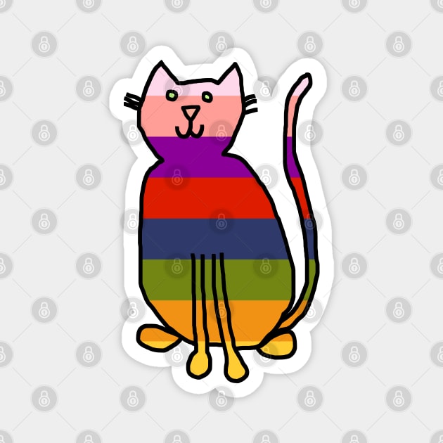 Rainbow Cat Magnet by ellenhenryart