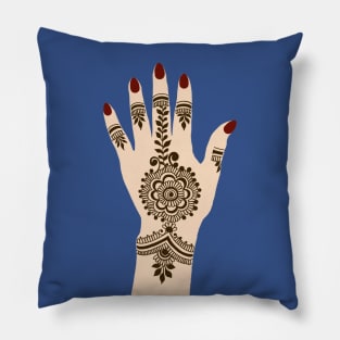 Brown Henna Tattoo - Brown Mehendi - Henna Hand Pillow