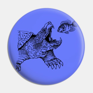 Snapping Turtle - dark blue background Pin