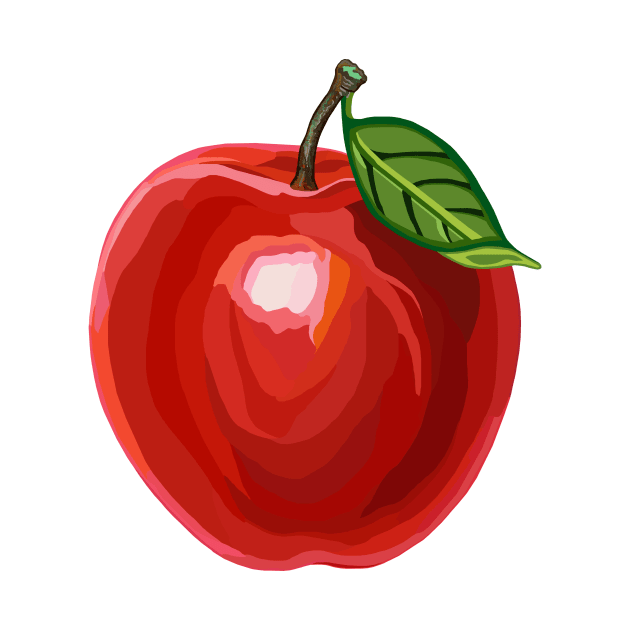 Shiny Red Apple Fruit by Art by Deborah Camp