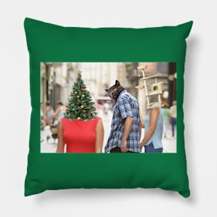 Cat Christmas meme Pillow