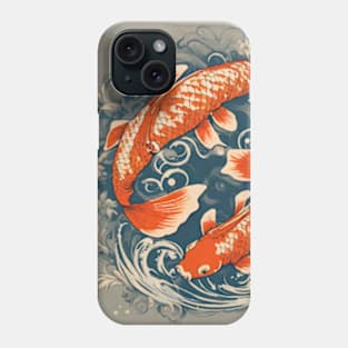 vintage golden koi fish Japanese style art Phone Case