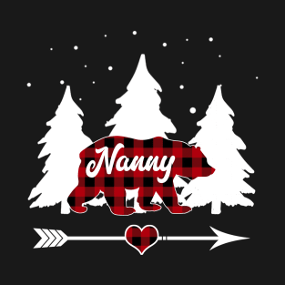 Nanny Bear Buffalo Plaid Christmas Matching Family Pajama T-Shirt