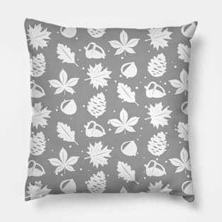 Graphic Nature Pattern on Grey Background Pillow