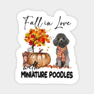 Miniature Poodle Fall In Love Scarf Silver Funny Miniature Poodles Magnet