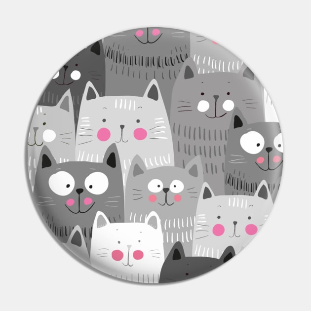 Pattern gray cute cats Pin by Flipodesigner