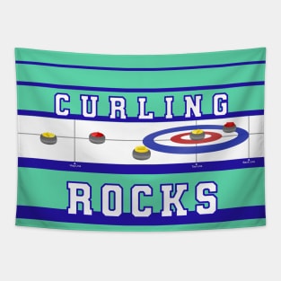 [except apparel] Curling Rocks - Mint Green BackGround Tapestry