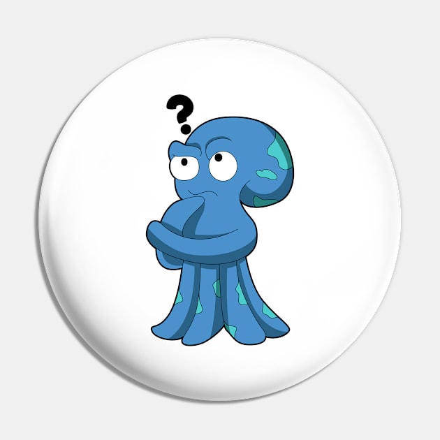 Octopus blue thoughtful Pin by Markus Schnabel