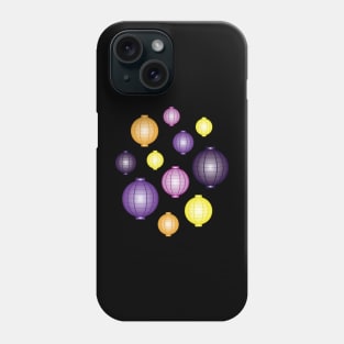 Lanterns | Mid Autumn Festival | Purple Orange Yellow | Black Phone Case