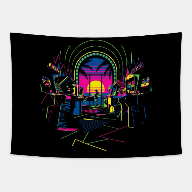 Arcade night Tapestry by javirams