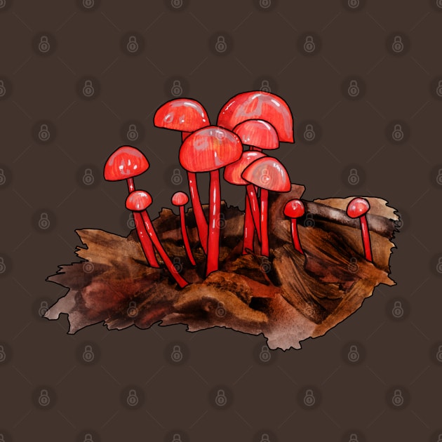 Ruby Bonnet Mushrooms by Heather Dorsch Creations