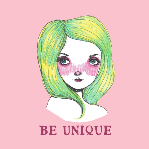 Be Unique: Pretty Green Haired Girl by Tessa McSorley