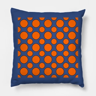 Orange and blue polka dots black outline Pillow