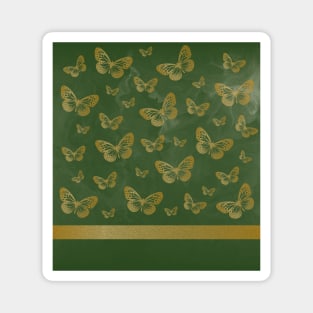 Gold Butterflies | Emerald Green Marble Magnet