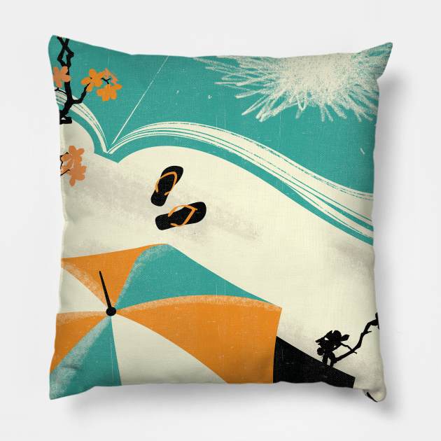 Telegraph summer reading Pillow by Neil Webb | Illustrator