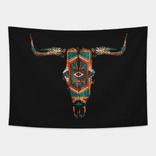 Vintage Aztec Indian Pattern Bull Skull Cowgirl Tapestry