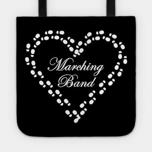 Marching Band Footprints Heart White Tote