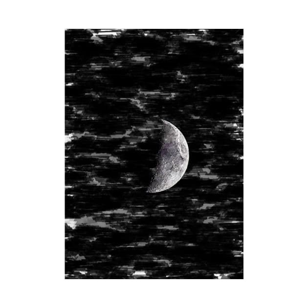 Half Visible Moon Dark Night. For Moon Lovers. by ColortrixArt