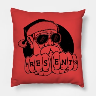 Gangster Santa Claus | Presents Tattoo on Knuckles Pillow