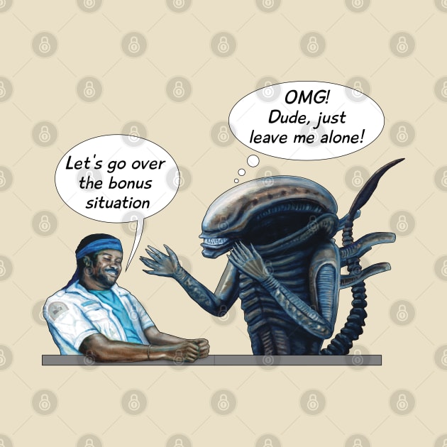Xenomorph and Parker. Alien (1979) parody print by SPACE ART & NATURE SHIRTS 