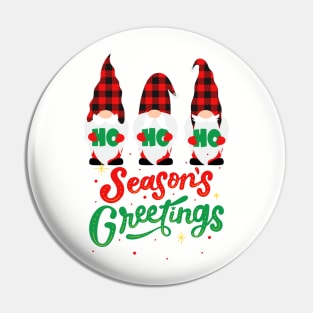 Charming 'Season's Greetings' Holiday Shirt with Festive Gnomes Pin