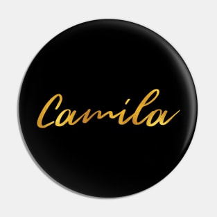 Camila Name Hand Lettering in Faux Gold Letters Pin