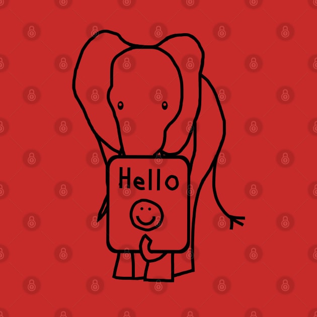 Elephant says Hello Outline by ellenhenryart