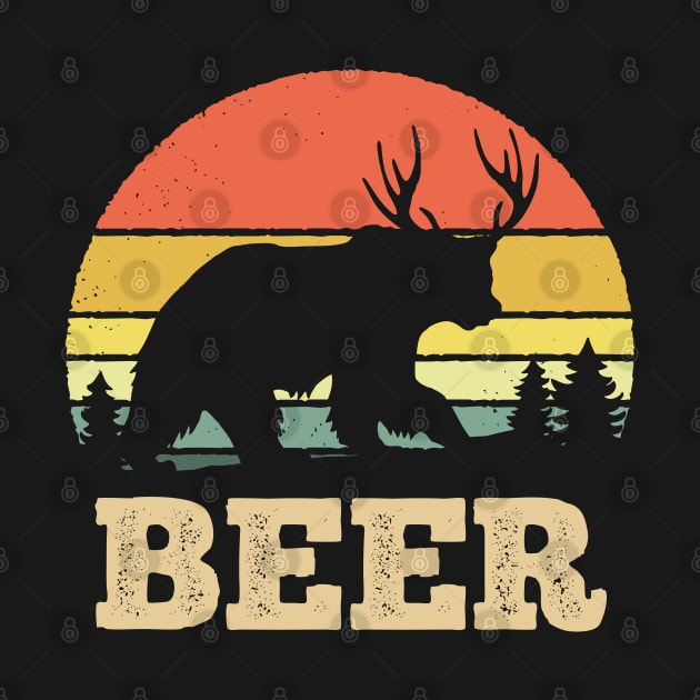 Vintage Sunset Beer Bear Funny Pun by DetourShirts