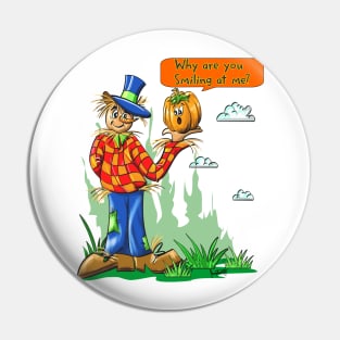 Halloween Scarecrow holding pumpkin Fall Autumn Halloween and Thanksgiving Gift Pin