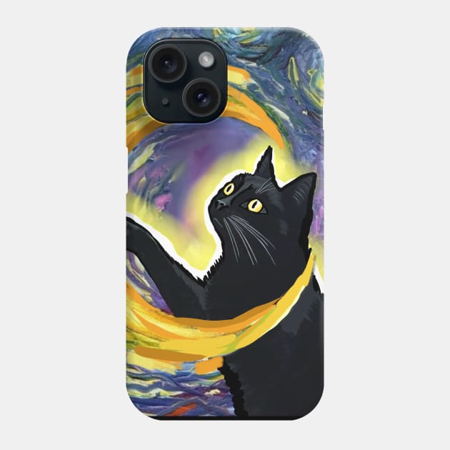 Luna the starry night cat Phone Case by Art by Ergate