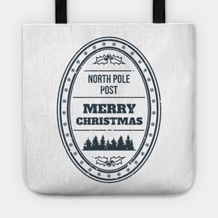 Santa Claus North Pole Post Stamp Merry Christmas Tote