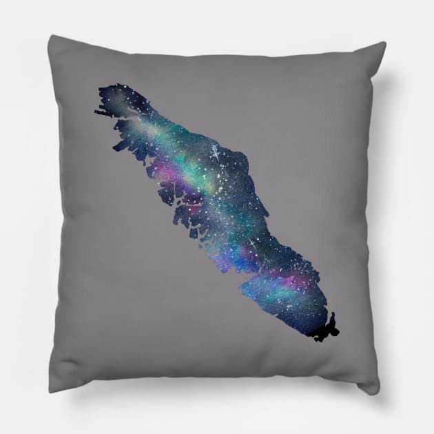 Vancouver Island Watercolour Galaxy Pillow by Kayleigh Sherman