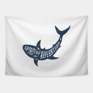 Hand Drawn Shark. Spirit Of Adventure. Motivational Quote Tapestry