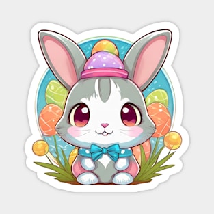 Cute easterbunny with bowtie and hat Magnet