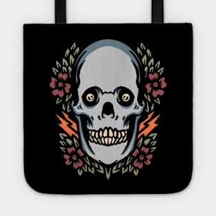 skull and flower illustration Tote