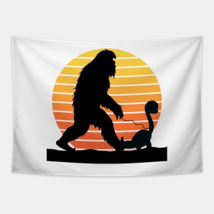 Bigfoot walking Dinosaur Tapestry