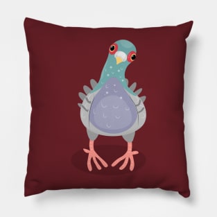 Funny curious pigeon cartoon illustration Pillow