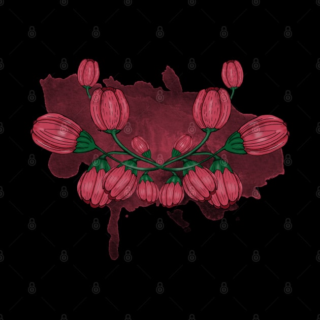 Peonies buds. Goth Flower composition. Watercolor pink stain by KateQR