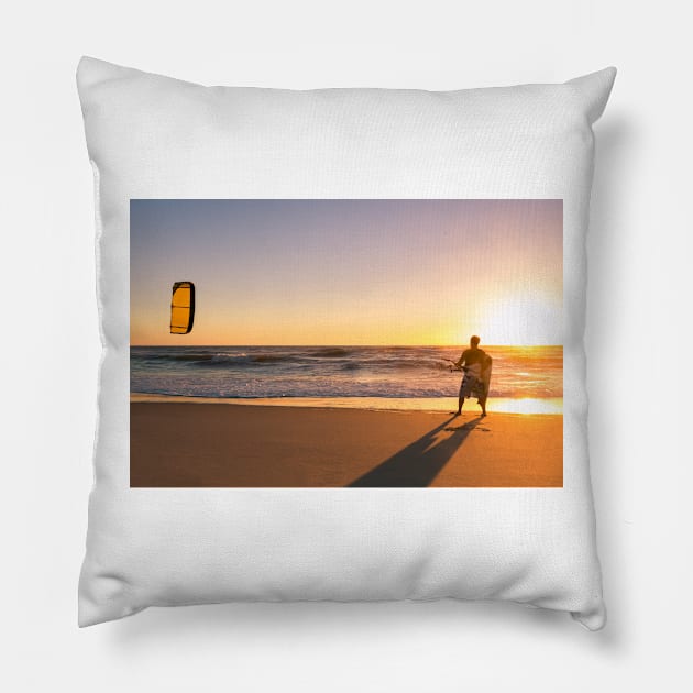 Kite surfer watching the waves Pillow by homydesign
