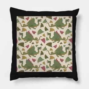 Green Dragon and Wing Pattern Pillow