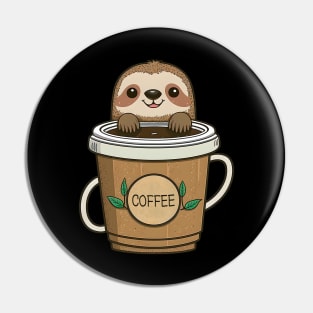 Funny Sloth & Coffee Kawaii Anime Coffee Lover Pin