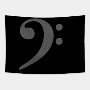 Bass Player Gift - Distressed Grey / Gray Bass Clef Tapestry