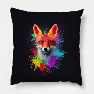 Splatter Paint Fox Pillow