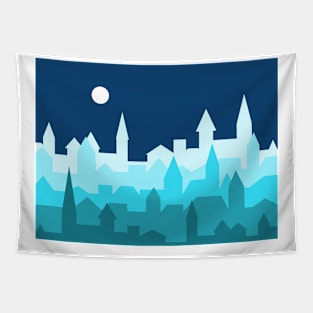 City under the moonlight Tapestry