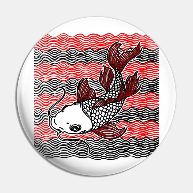 Koi Fish Great Wave Tattoo V2 Pin by ebayson74@gmail.com