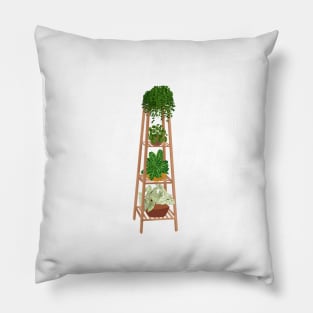 Shelf with plants illustration Pillow