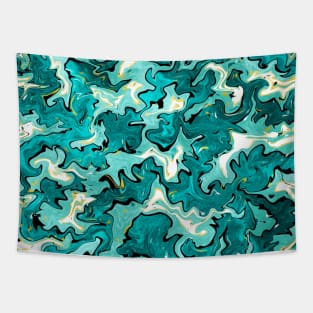 Teal and turquoise liquid art Tapestry