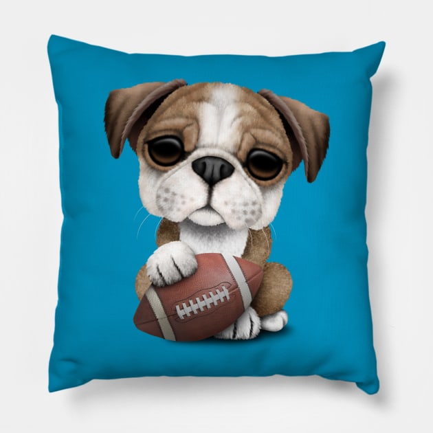 British Bulldog Puppy Playing With Football Pillow by jeffbartels