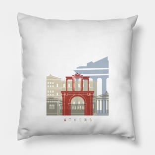 Athens skyline poster Pillow